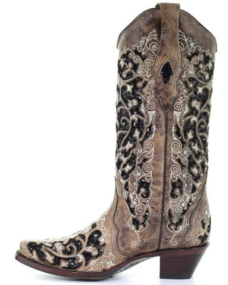 Pre-owned Corral Boots Corral Women's Embroidered Western Boot - Snip Toe - A3569 In Brown