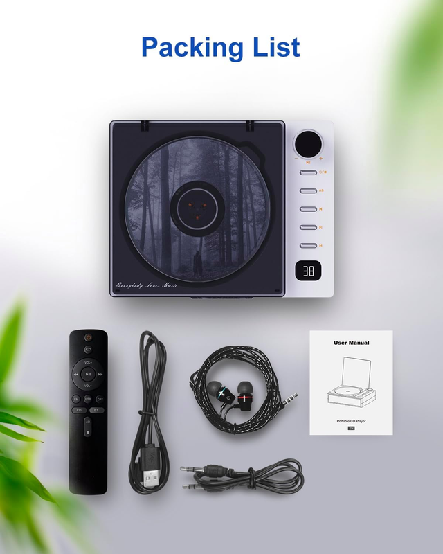 CD Player Portable, Portable CD Player with Speakers Bluetooth for Car Home, Sm
