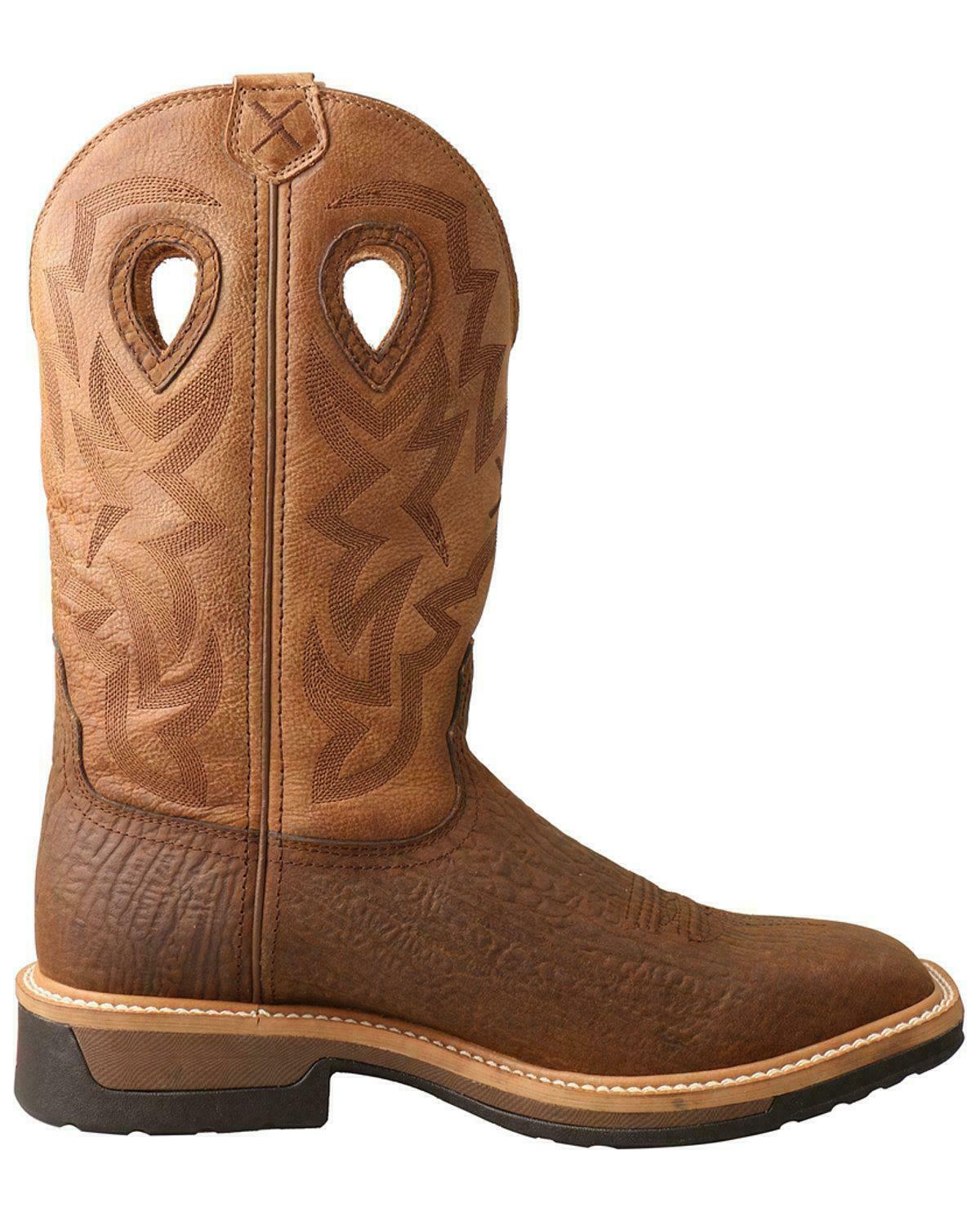 Pre-owned Twisted X Men's Lite Cowboy Work Boot - Wide Square Toe - Mlccw05 Comp Toe In Brown