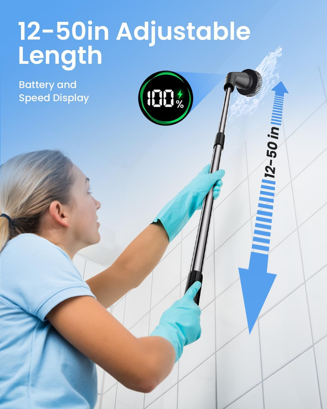 Electric Spin Scrubber, 2025 New Cordless Cleaning Brush Bathroom Scrubber, IPX7