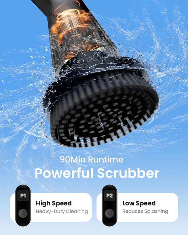 Electric Spin Scrubber, 2025 New Cordless Cleaning Brush Bathroom Scrubber, IPX7