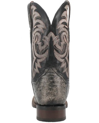 Pre-owned Dan Post Men's Dillinger Full Quill Ostrich Western Boot - Broad Square Toe Grey In Gray