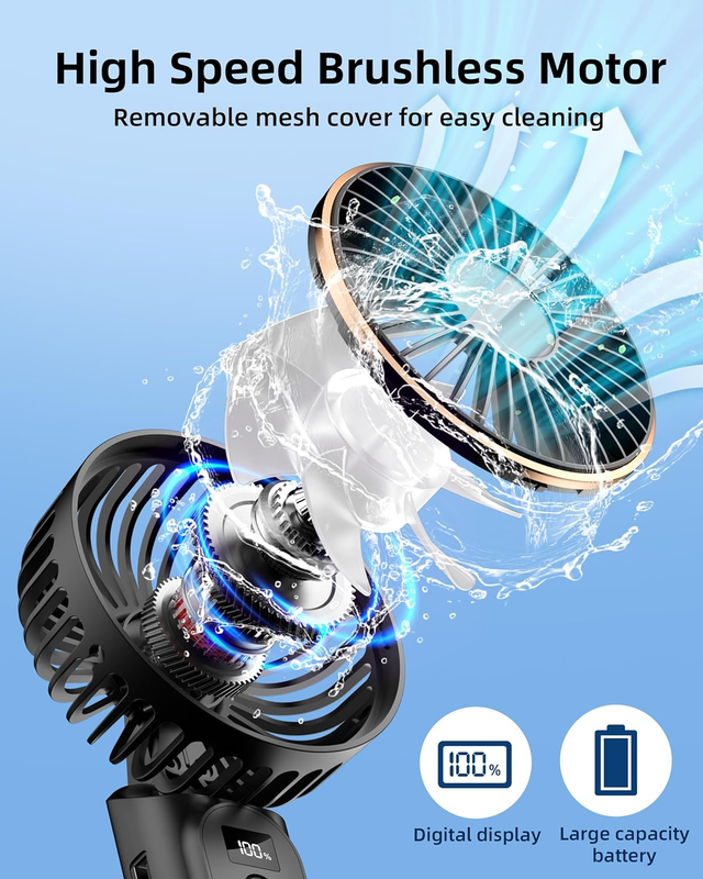 Portable Handheld Fan, Portable Fan Rechargeable, 4000Mah, USB Rechargeable Fan