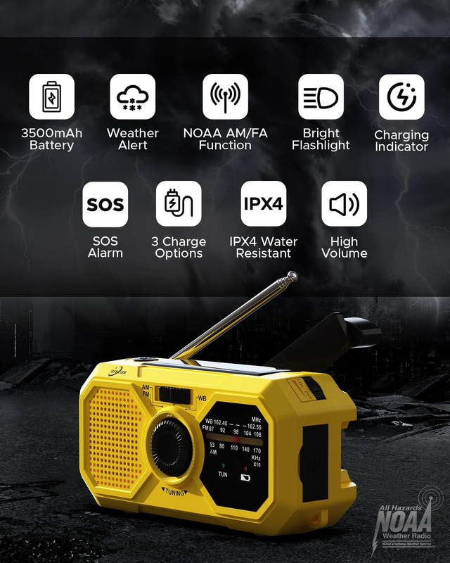 Emergency Radio, Weather Alert Radio, Multi-Ways to Power the Weather Radio