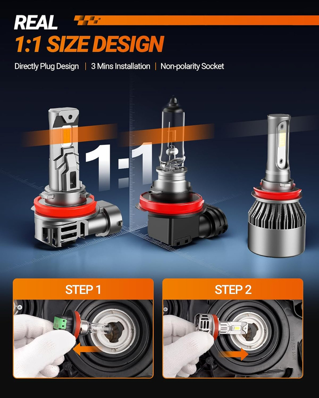H11 LED Headlight Bulbs, 30000LM 6500K Cool White Light Bulbs with Cooling Fan,