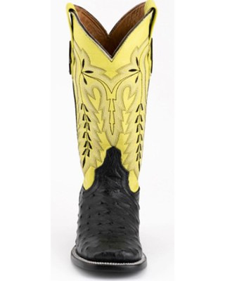 Pre-owned Ferrini Women's Exotic Full Quill Ostrich Western Boot Broad Square Toe - In Black