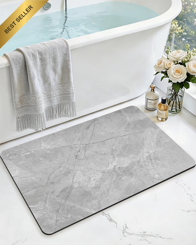 Bath Mat, Non Slip Quick Dry Rugs, Super Absorbent Ultra Thin Bathmat, Washable