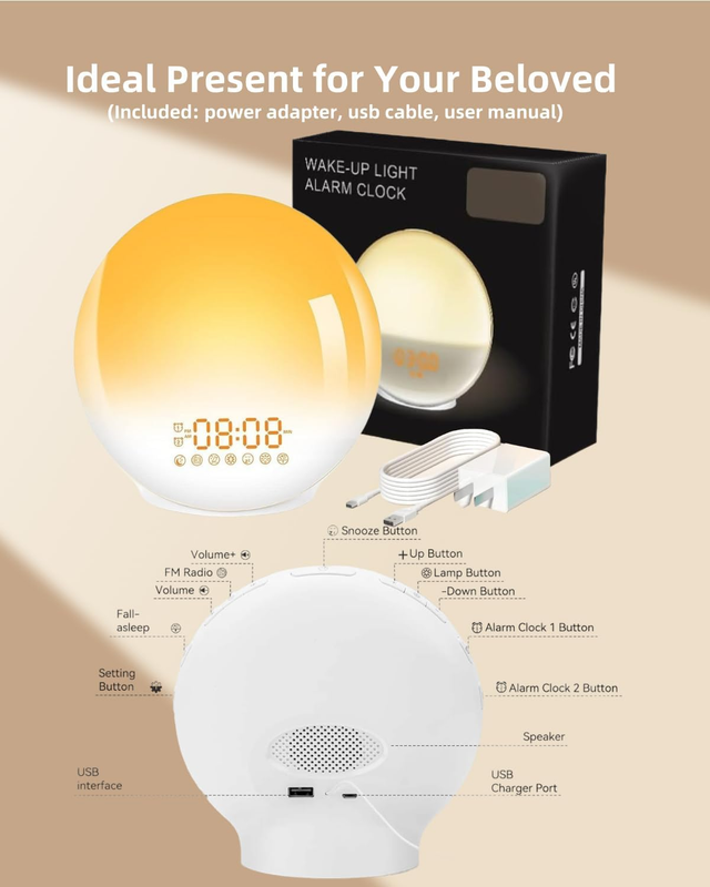 Sunrise Alarm Clock Wake up Light, Smart Sleep Alarm Clock for Kids Adults, Sunr