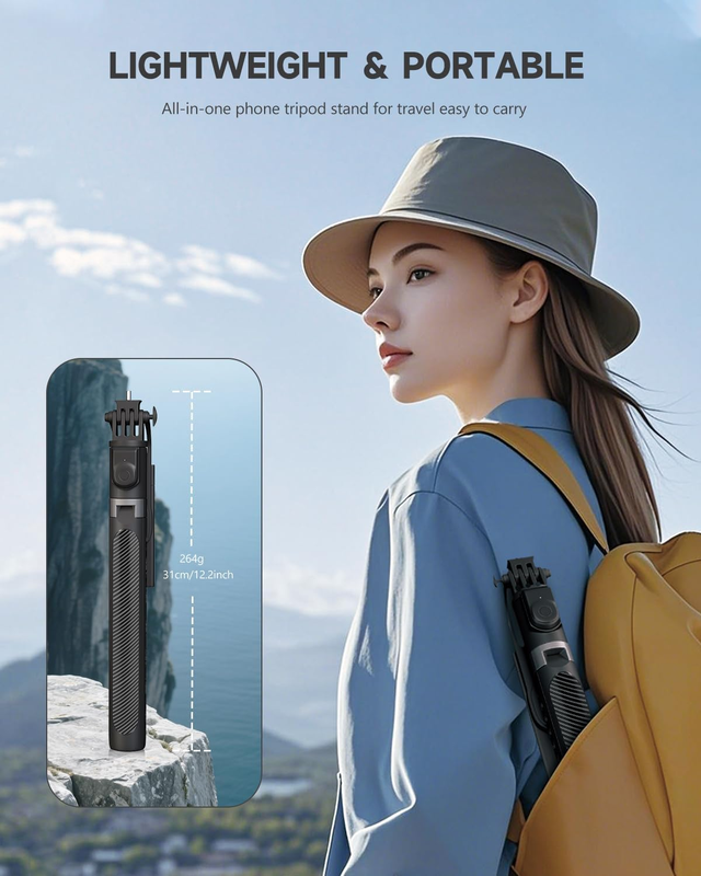71” Phone Tripod & Selfie Stick, Portable All in One Extendable Cell Phone Tripo