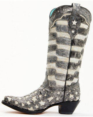 Pre-owned Corral Boots Corral Women's Stars And Stripes Blacklight Western Boot - Snip Toe - A4153