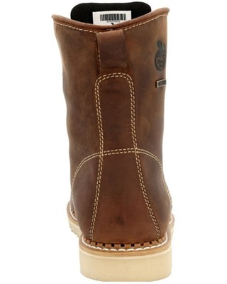 Pre-owned Georgia Boot Men's 8&quot; Waterproof Wedge Usa Lace-up Boot - Toe - Gb00532 In Brown