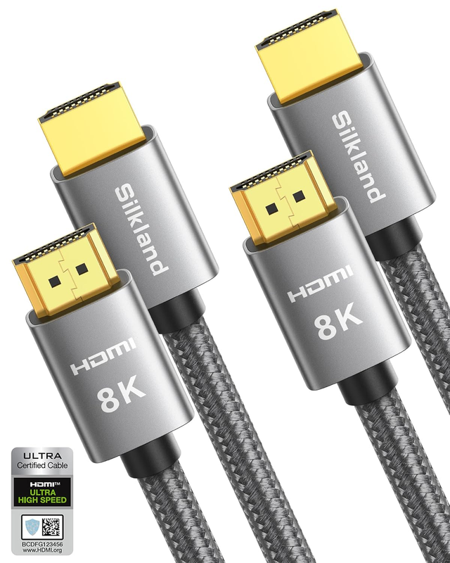 10K 8K HDMI Cable 2-Pack 6.6FT, [Certified] Ultra High Speed HDMI® 2.1 Cables 48