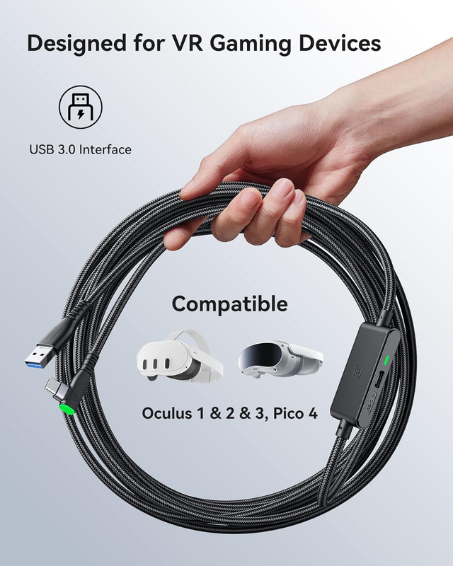 INIU Oculus Link Cable with Charging [16ft] for Meta Quest 3 Quest 2/Pro, Pico 4