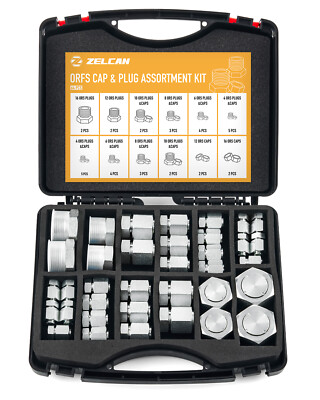64 Piece ORFS O-Ring Plug and Cap Hydraulic Flat Face Seal Fittings ORS Kit 4-16