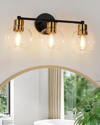 WILON Black and Gold Vanity Lights for Bathroom, Vanity Lighting Fixtures Ove...