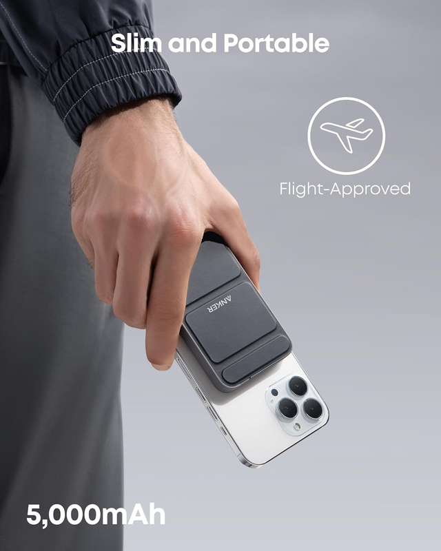 622 Magnetic Battery (MagGo), 5,000mAh Foldable Magnetic Wireless Portable Charg