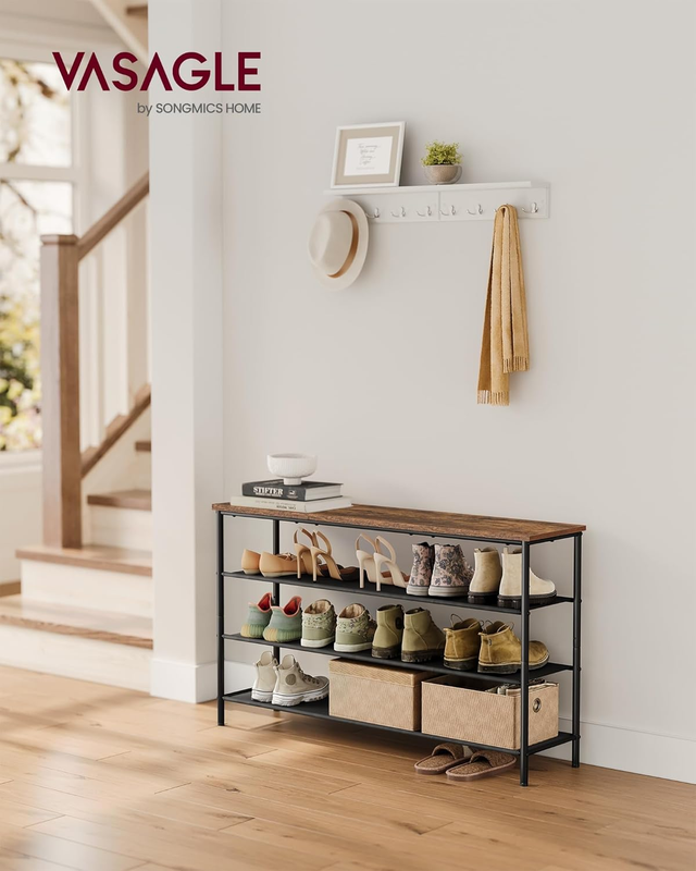Shoe Rack, 4 Tier Shoe Storage Rack for 15-18 Pairs of Shoes, Shoe Organizer for