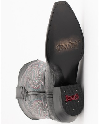 Pre-owned Ferrini Women's Lizard Western Boot - Snip Toe - 8116104 In Black