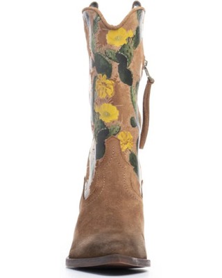 Pre-owned Golo Shoes Women's Cactus Graphic Western Boot - Pointed Toe - Cactus-dromedary In Beige
