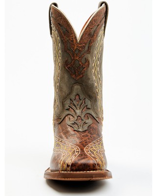 Pre-owned Dan Post Men's Inlay Embroidered Western Performance Boot - Broad Square Toe Tan In Brown