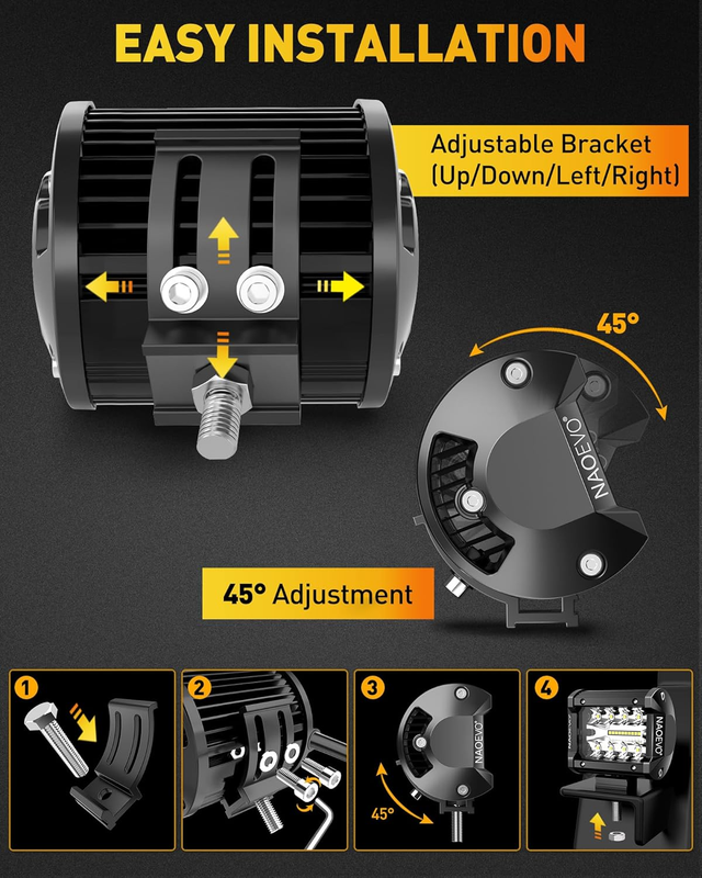 4 Inch LED Pod Lights, 240W 24,000LM LED Fog/Driving/Off Road Lights with Spot F