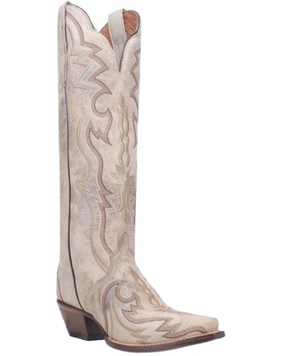 Pre-owned Dan Post Women's 16&quot; Triad Silvie Tall Western Boot - Snip Toe - Dp4276 6 In White