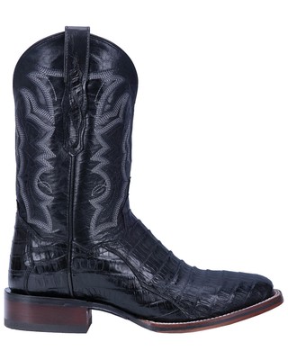 Pre-owned Dan Post Men's Kingsly Exotic Caiman Western Boot - Broad Square Toe Black 8.5