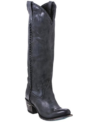 Pre-owned Lane Women's Plain Jane Charcoal Tall Western Boot - Round Toe - Lb0350e In Gray
