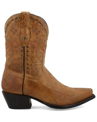 Pre-owned Star Women's Cellsole Studded Leather Western Boot - Snip Toe - Wbsn014 In Brown