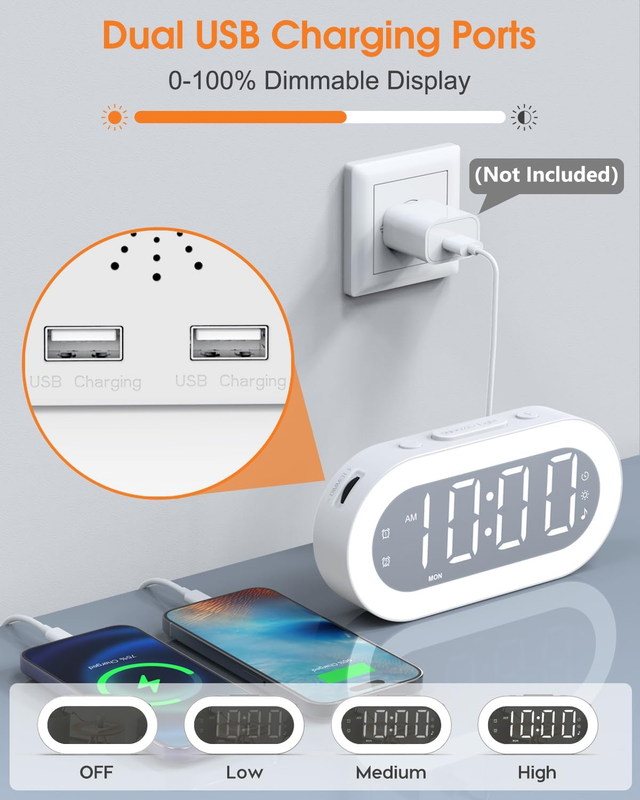 Alarm Clocks for Bedrooms for Kids Boys Girls Teens Seniors, Colorful Night Ligh