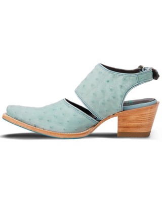Pre-owned West Lane Women's Exotic Full Quill Ostrich Plain Robin Mule X  Desperado Ern In Blue
