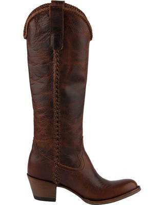 Pre-owned Lane Women's Plain Jane Western Boot - Round Toe - Lb0350i In Brown