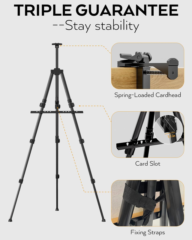 Painting Easel for Display, Adjustable Height 17" to 66" Tabletop & Floor Art Ea