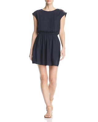 Nwt $240 Vero Moda Women'S Blue Cap-Sleeve Crew-Neck Mini Casual Dress Size M