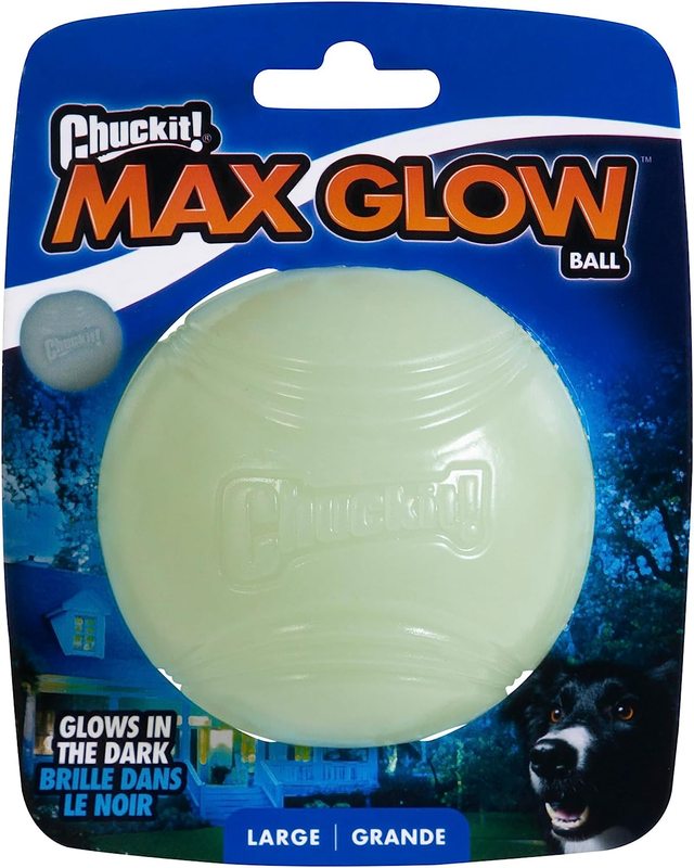 Max Glow Ball Dog Toy, Large (3 Inch Diameter) for Dogs 60-100 Lbs, Pack of 1