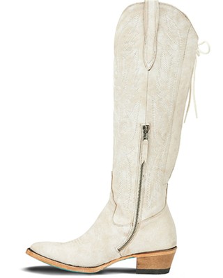 Pre-owned Lane Women's Monica Tall Western Boot - Medium Toe Ivory 11 M In White