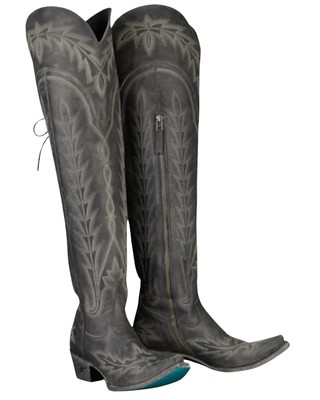 Pre-owned Lane Women's Lexington Leather Tall Western Boot - Snip Toe - Lb0499c In Black