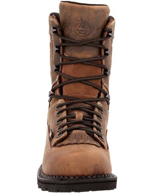 Pre-owned Georgia Boot Men's Usa Logger Waterproof Work Boot - Round Toe - Gb00538 In Brown