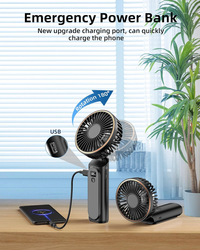 Portable Handheld Fan, Portable Fan Rechargeable, 4000Mah, USB Rechargeable Fan