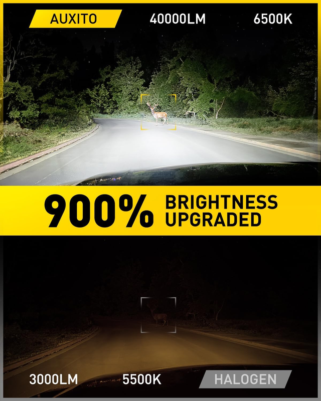 Upgraded H13 LED Headlights Bulb, 40000LM Per Set 6500K White 900% Brighter Wire