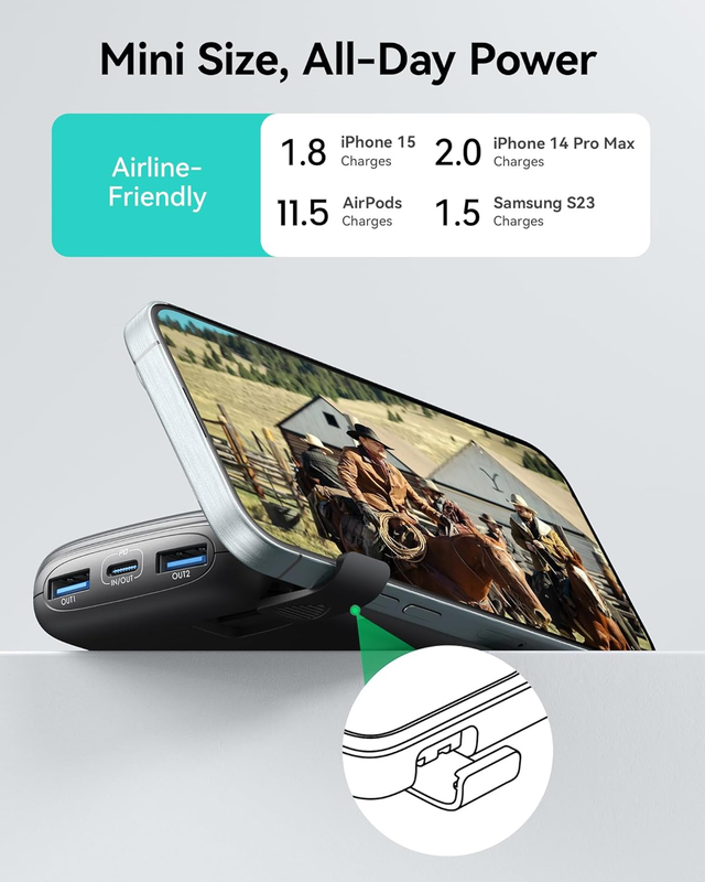 Power Bank, Smallest 22.5W 10000mAh Portable Charger, USB C in&Out Fast Charging