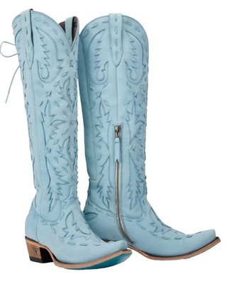 Pre-owned Lane Women's Reverie Tall Western Boot - Snip Toe - Lb0495a 10 M In Blue