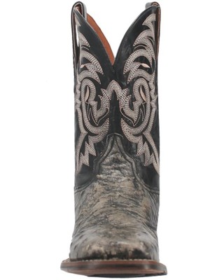 Pre-owned Dan Post Men's Dillinger Full Quill Ostrich Western Boot - Broad Square Toe Grey In Gray