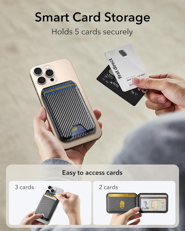 for MagSafe Wallet, 5 Card Holder, RFID Blocking, MagSafe Sticker Included, Adju