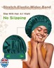 BONNET QUEEN Silk Bonnet for Sleeping Women Satin Bonnet Hair Wrap with Elastic Wide Band Sleep Cap for Curly Hair Anti Frizz Night Cap, Dark Green