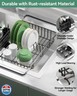 Expandable Dish Drying Rack for in-Sink, Over-Sink, and Counter Use, Dish Drainer with Removable Cutlery Holder, Space Saving and No Assembly Needed 10.5