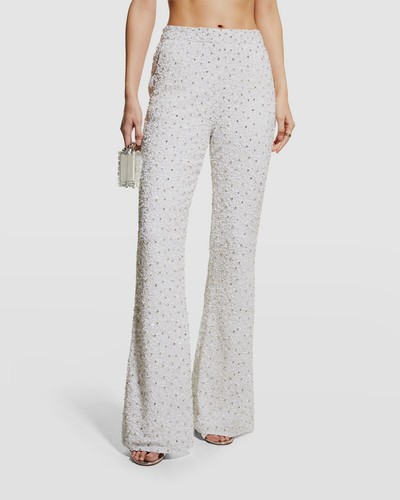 $895 Retrofete Women's White Sequins Crystal Studded Flare