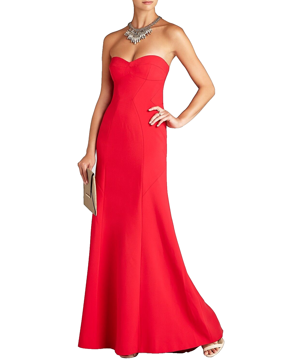 BCBG MaxAzria 'Surrey' ~ Red Crepe Strapless Bustier Formal