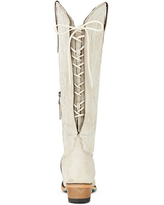 Pre-owned Lane Women's Monica Tall Western Boot - Medium Toe Ivory 11 M In White