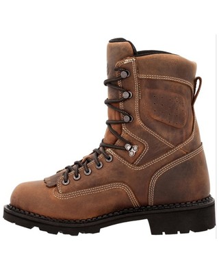 Pre-owned Georgia Boot Men's Usa Logger Waterproof Work Boot - Round Toe - Gb00538 In Brown